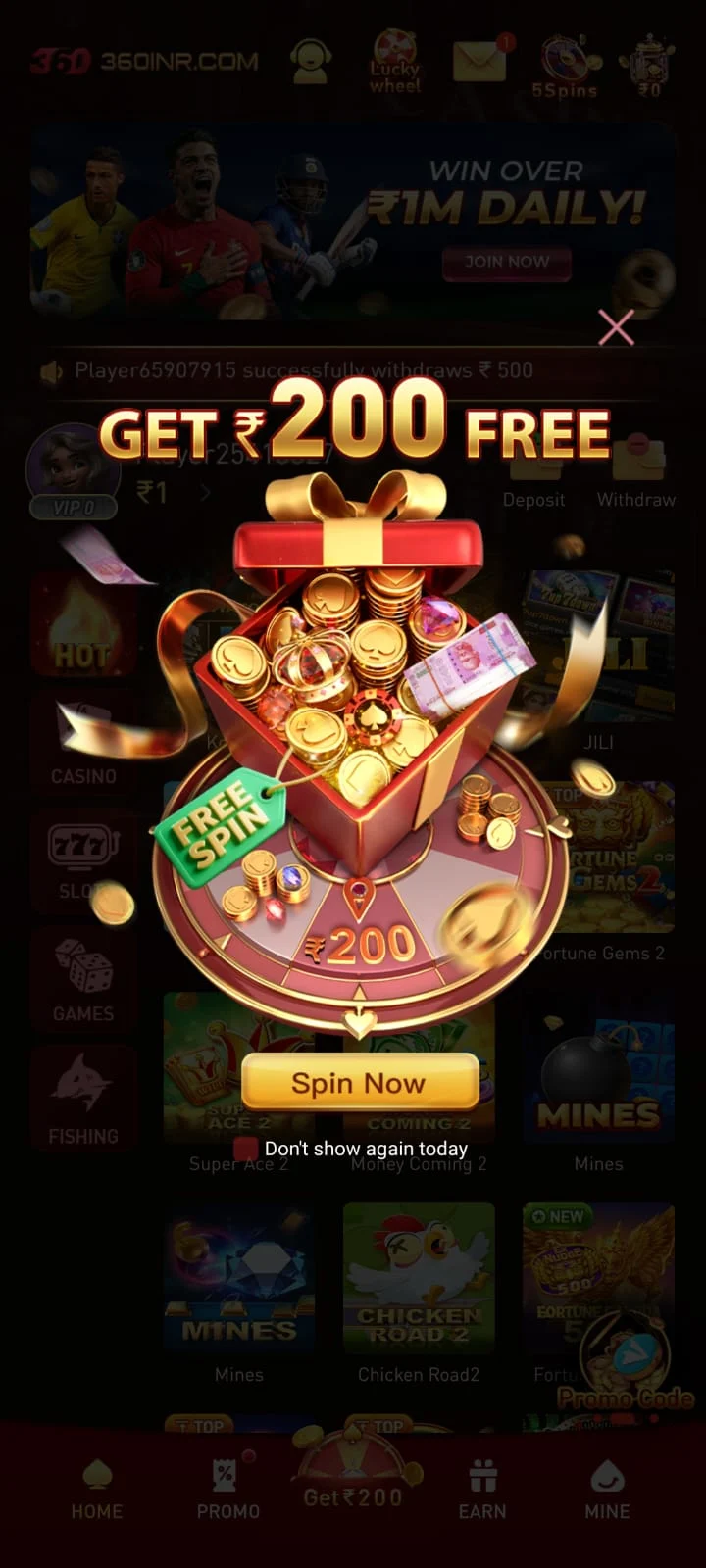 360INR GAME FREE BONUS