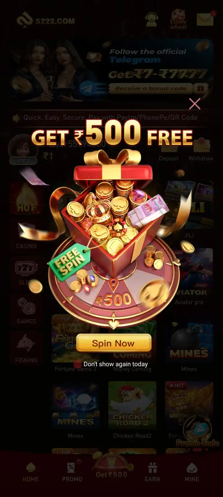 5222 Game welcome bonus