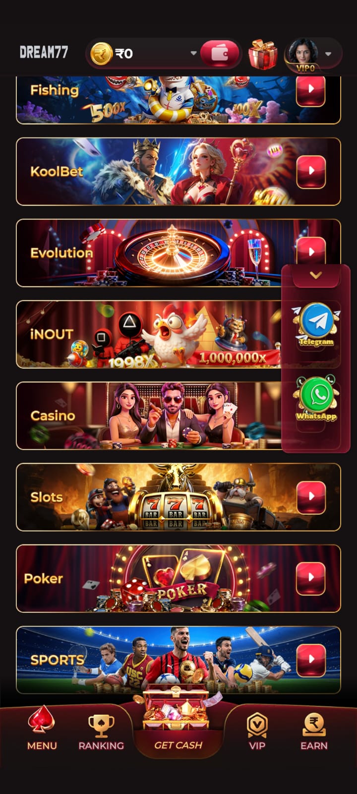 Dream77 Play and Win Rewards