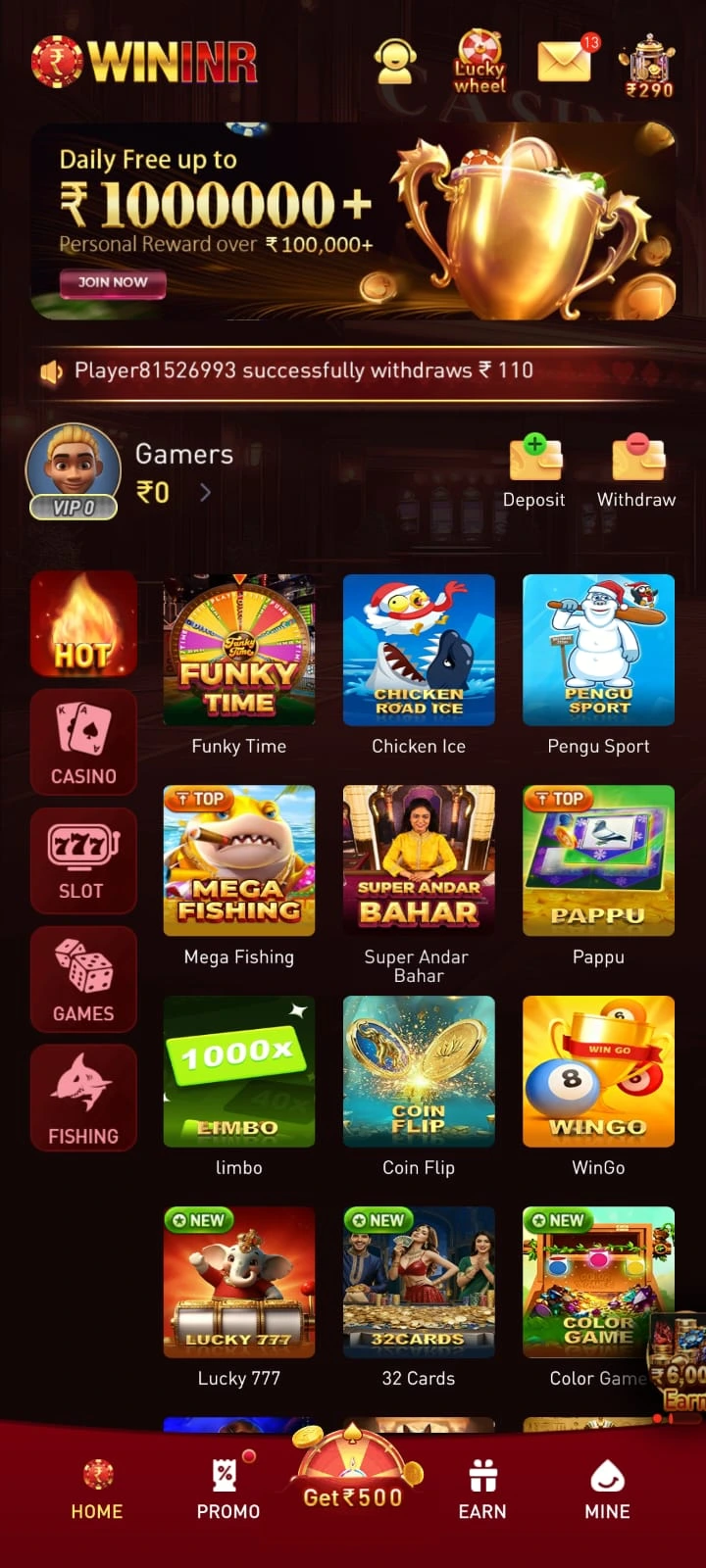 WININR Game Download Play and Win