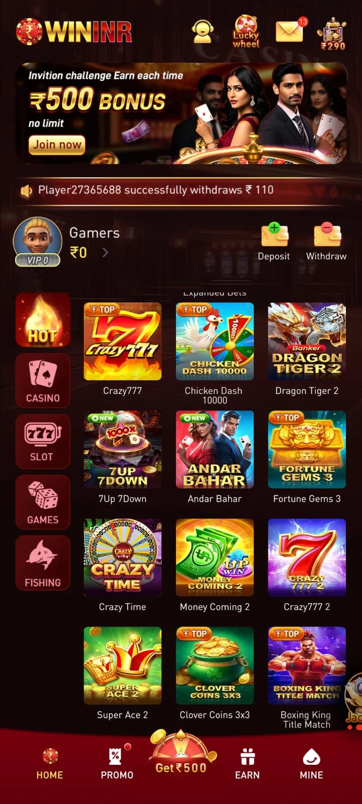 WININR Game Download Play and Win