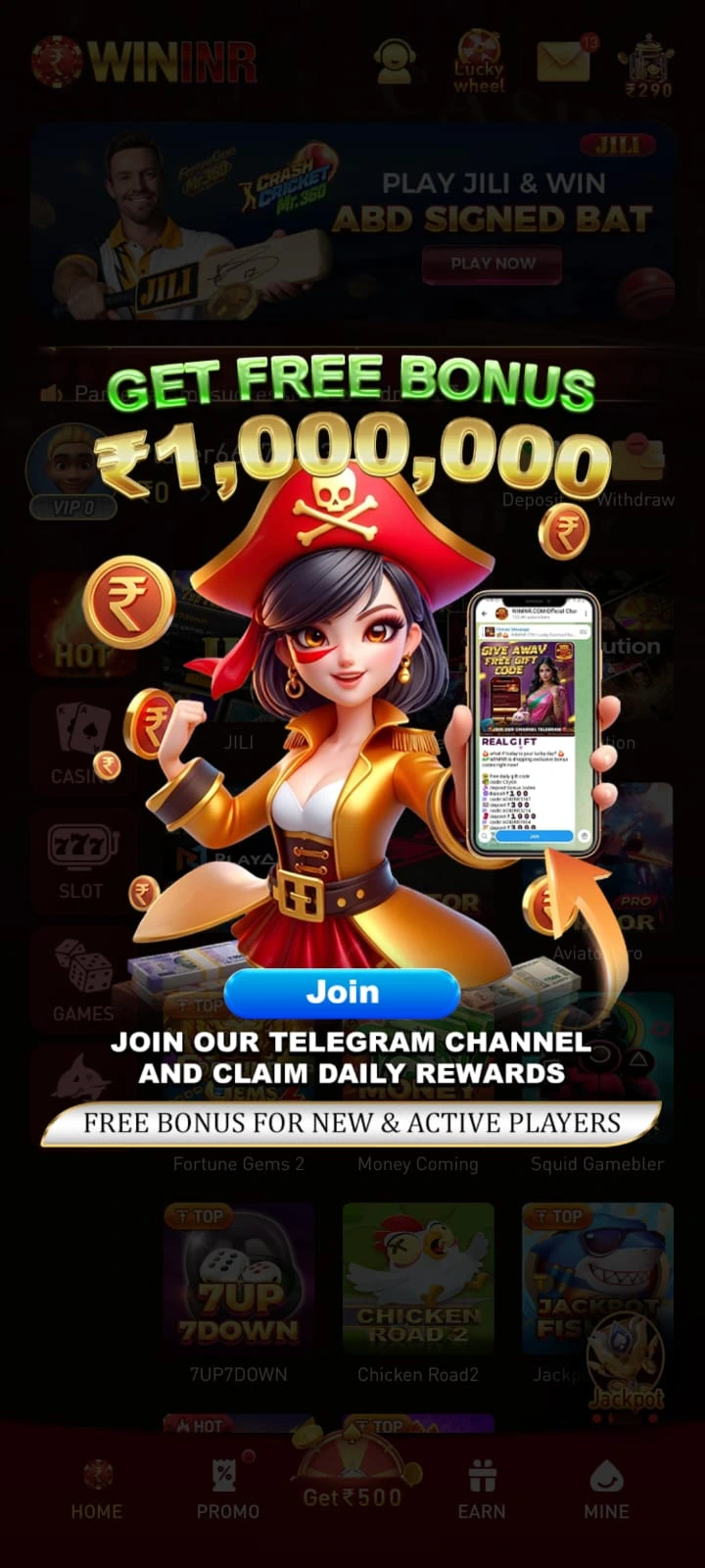 WININR Game Download Play and Win bonus
